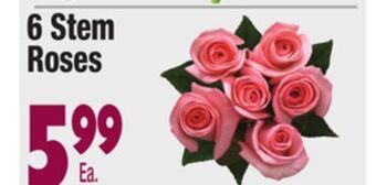 King Kullen 6 stem roses offer