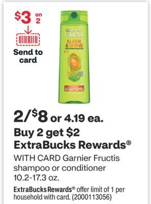 CVS Garnier fructis shampoo or conditioner 10.2-17.3 oz. offer