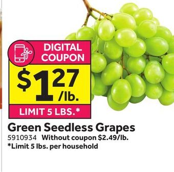 Stop&Shop Green seedless grapes offer