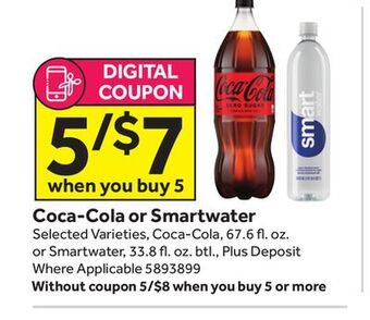 Stop&Shop Coca-cola or smartwater offer