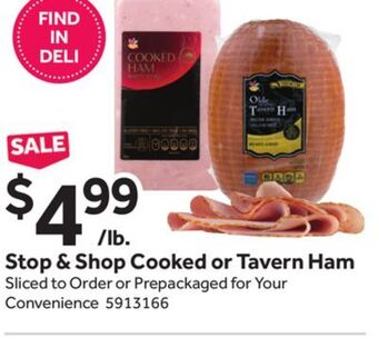 Stop&Shop Stop & shop cooked or tavern ham offer