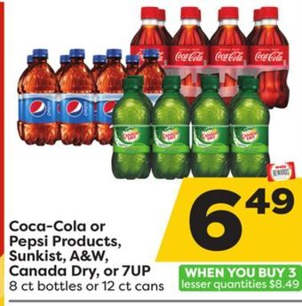 Weis Markets Coca-cola or pepsi products, sunkist, a & w, canada dry, or 7up offer