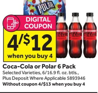 Stop&Shop Coca-cola or polar 6 pack offer