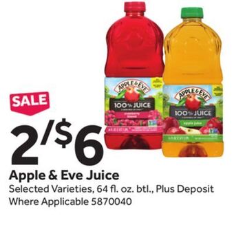 Stop&Shop Apple & eve juice offer