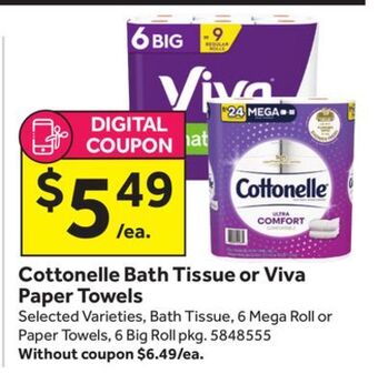 Stop&Shop Cottonelle bath tissue or viva paper towels offer