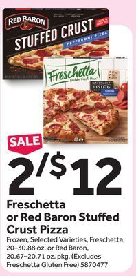 Stop&Shop Freschetta or red baron stu ed crust pizza offer