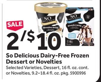 Stop&Shop So delicious dairy-free frozen dessert or novelties offer