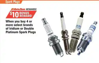 AutoZone Select brands of iridium or double platinum spark plugs offer