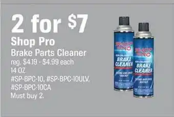 AutoZone Shop pro brake parts cleaner offer