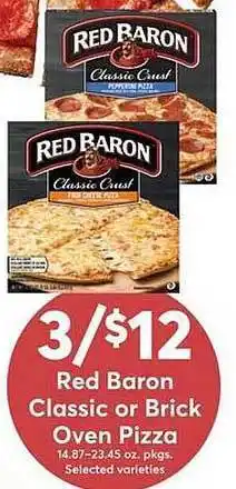 Red baron classic or brick oven pizza