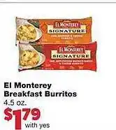 Family Fare El monterey breakfast burritos offer