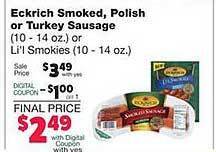 Family Fare Eckrich smoked, polish or turkey sausage offer