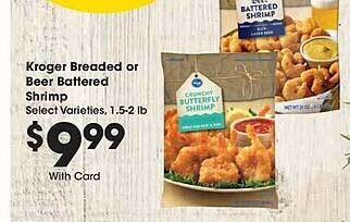 Gerbes Kroger breaded or beer battered shrimp offer