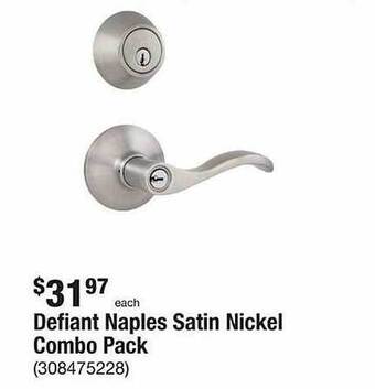 The Home Depot Defiant naples satin nickel combo pack offer