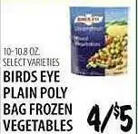 Birds eye plain poly bag frozen vegetables