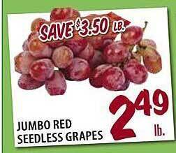 Karns Jumbo red seedless grapes offer