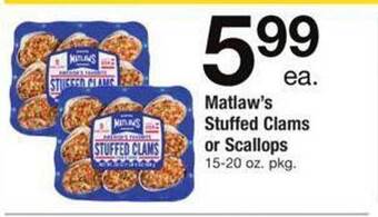 Safeway Matlaw's stuffed clams or scallops offer