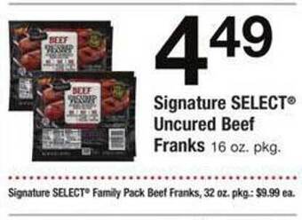 Safeway Signature select uncured beef franks offer