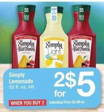 Safeway Simply lemonade offer