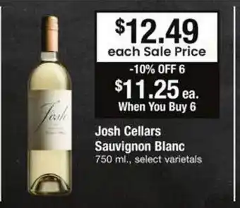 Safeway Josh cellars sauvignon blanc offer
