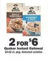 Schnucks Quaker instant oatmeal offer