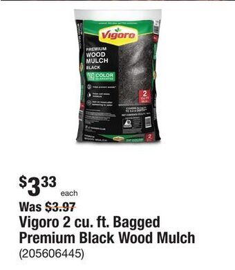 The Home Depot Vigoro 2 cu. ft. bagged premium black wood mulch offer