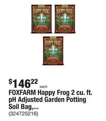 The Home Depot Foxfarm happy frog 2 cu. ft. ph adjusted garden potting soil bag, (3-pack) offer