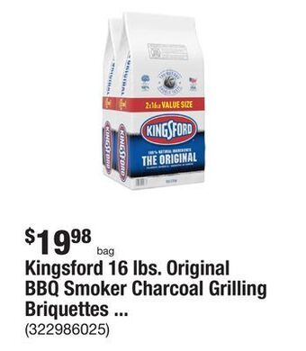 The Home Depot Kingsford 16 lbs. original bbq smoker charcoal grilling briquettes (2-pack) offer