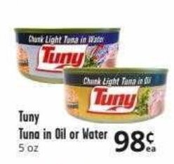 Brookshire Brothers Tuny Tuna in Oil or Water offer