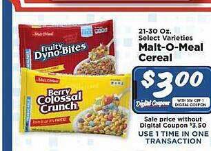 IGA Malt-o-meal cereal offer
