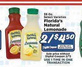IGA Florida's natural lemonade offer