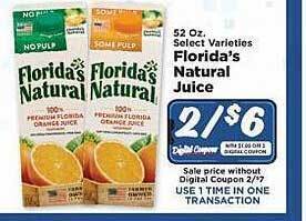 IGA Florida's natural juice offer