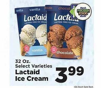 IGA Lactaid ice cream offer