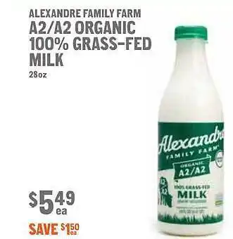 New Seasons Market Alexandre family farm a2-a2 organic 100% grass-fed milk offer