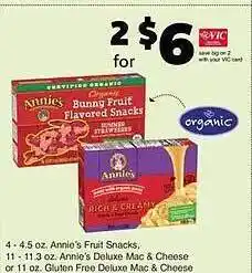 Harris Teeter Annie's fruit snacks, deluxe mac & cheese or gluten free deluxe offer