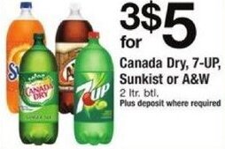 ACME Canada Dry, 7-Up Sunkist or A&W offer
