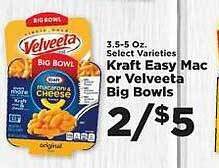 IGA Kraft easy mac or velveeta big bowls offer