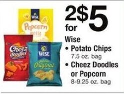 ACME Wise Potato Chips, Cheez Doodles or Popcorn offer