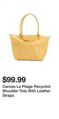 TJ Maxx Canvas le pliage recycled shoulder tote with leather straps offer