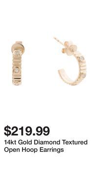 TJ Maxx 14kt gold diamond textured open hoop earrings offer