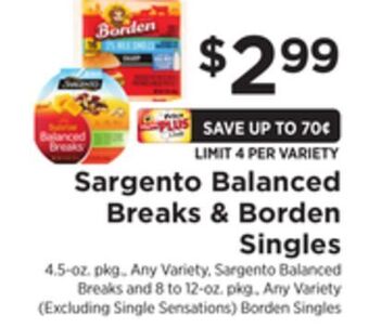 ShopRite Sargento balanced breaks & borden singles offer