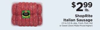 ShopRite Italian sausage offer