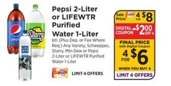 ShopRite Pepsi 2-liter or lifewtr purified water 1-liter offer
