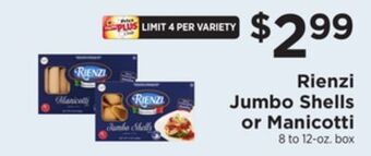 ShopRite Jumbo shells or manicotti offer