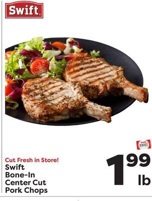 Weis Markets Swift bone-in center cut pork chops offer