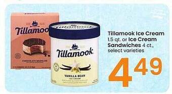Albertsons Tillamook ice cream or ice cream sandwiches offer