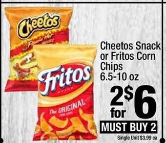 Super King Markets Cheetos snack or fritos corn chips offer