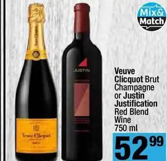 Super King Markets Veuve clicquot brut champagne or justin justification red blend wine offer
