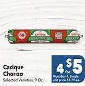 Vallarta Supermarkets Cacique chorizo offer