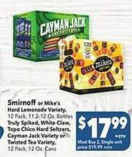 Vallarta Supermarkets Smirnoff or mike's hard lemonade variety offer